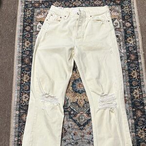 MOTHER Cream Straight Leg Jeans